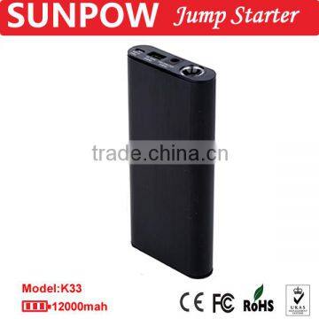 SUNPOW 12,000mAh mini battery booster super power bank mini & multi-functional 12V car jump starter