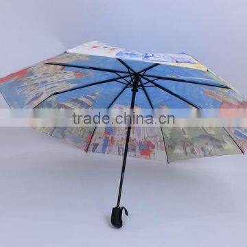 3 fold auto open full color printing 3-fold flower umbrella