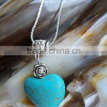 Wholesale fashion necklace blue turquoise gemstone necklace jewelry