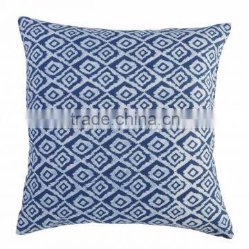 Indian Block Print Reversible Cushion Cover Indigo Cotton Shams Decorative Pillows Handmade Cushion Throw photo-2