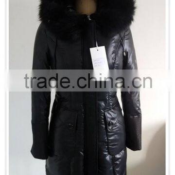 waterproof winter women long coat,real raccon tops luxury fur hooded jacket