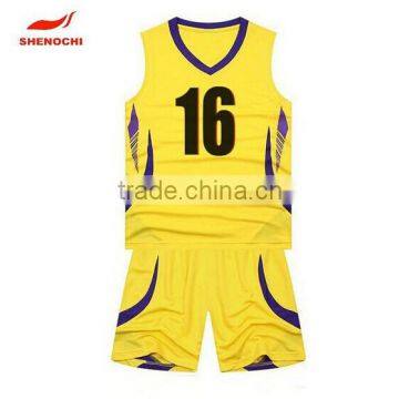 Dongguan manufacturer sublimation wholesale basketball jersey yellow basketball jersey