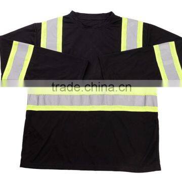 Black Shirts With 3M Class Reflective Tape Quality Fabric Black Shirt