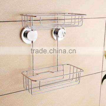 Wall mounted metal bathroom shelf double corner baskets