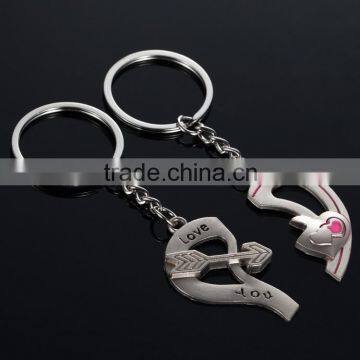 Love never heart metal couple keychains personality key chain key ring
