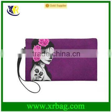 Customizable design skull girl wristlet clutch bags