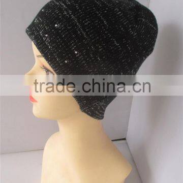 Claasic Design Crystal Decoration Soft Acrylic Custom Design Beanie photo-5
