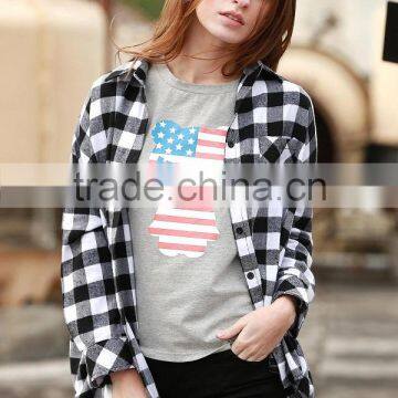 Hot Selling Fashion Women Long Sleeve Custom Plaid Shirt Wholesale Plaid Shirts Women