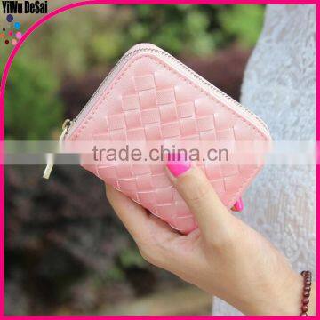 The new women's zero wallet style woven zipper short Wallet