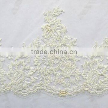 hot sale embroidered chemical lace fabric flower trimming for wedding dress