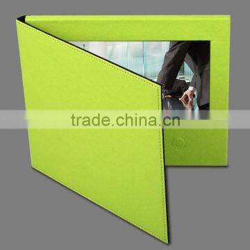 Luxury pu leather lcd video brochure card 7"