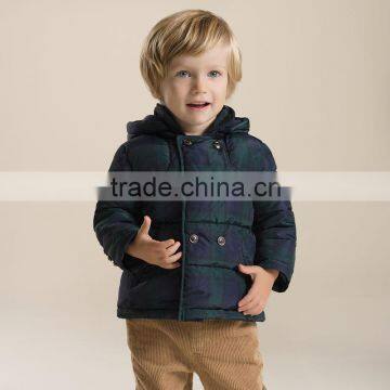 DB2943 dave bella 2015 winter infant coat baby boy padded jacket boys outwear boys grid coat boys fashion jacket