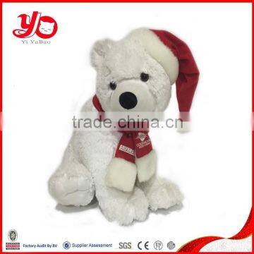 Wholesale custom plush white polar bear for christmas