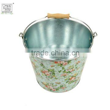printed zinc galvanized Bucket classical rose print 5ltrs