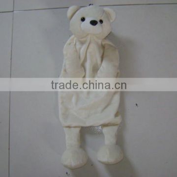 nice white polar bear soft plush animal hot water bottle cover with striped scarf