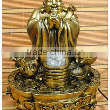 Bronze color large size resin water fountain, Chinese luckly buddha water fountain