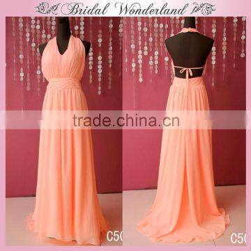 Cheap polyester chiffon long dress prom