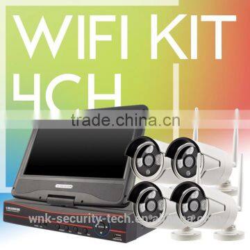 Vitevison 10inch monitor LCD with 1mp 1.3mp wifi camera OEM H.264 4ch wifi NVR Kit