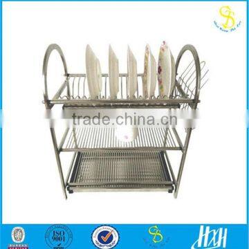 High quality 3 tier kitchen stainless steel acessories dish drainer rack