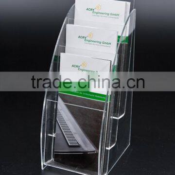 elegant 3 pockets clear desktop acrylic brochure holder,brochure display stand,leaflet holder