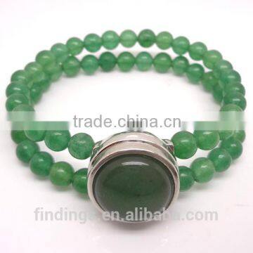 CJ2563 green aventurine beads bracelet,gemstone charm bracelet,interchangeable clicks bracelet