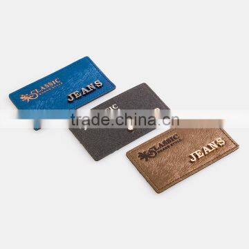 Jeans PU Leather Patch Metal Logo Plate Hat Beanies Patch photo-5