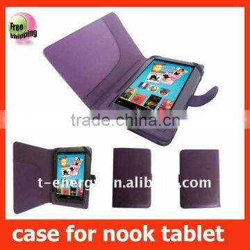 purple leather case for newest nook tablet,MOQ:300pcs wholesale