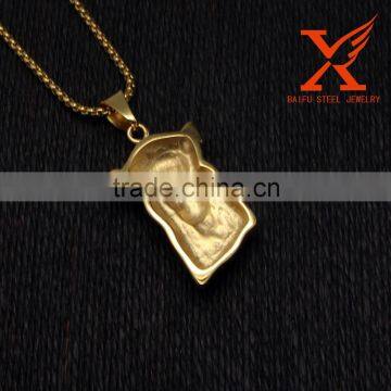 Stainless Steel Gold Plating Jesus Face Head Pendant Charms Men Jewelery photo-4