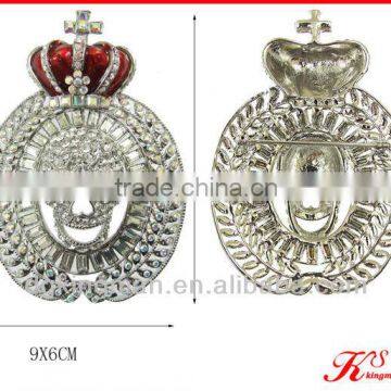 Shiny Silver Crystal Crown Brooch