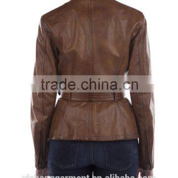 Stylish Cognac Leather Jacket Women photo-6