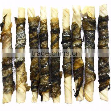 MJN01 fishskin wrap cowhide stick private label dog dental training treats premium natural O'dog myjian