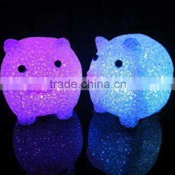 Toy19 New Christmas Colorful lovely pig crystal Night Light Led Lamp