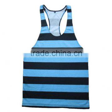 OEM men's black and blue cotton stripe dri fit tank tops