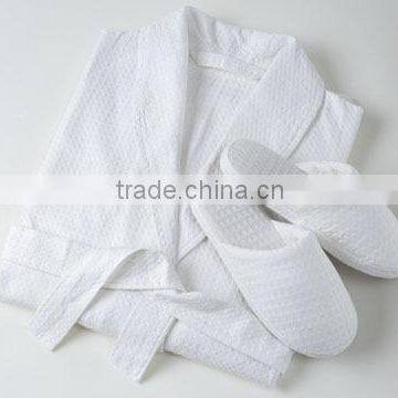 High quality white cotton waffle spa robe set