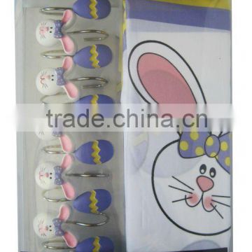 Lovely rabbit for 100% polyester shower curtain