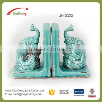 glazed ceramic peacock book holder stand, decorative peacock