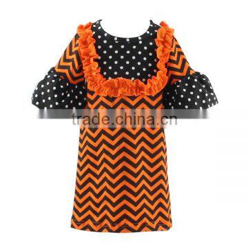 Little girls clothing baby dress polka dot ruffle princess dress hot sale 100% cotton fall baby girls halloween dress