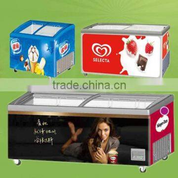 commercial streamline glass door ice cream display freezer for supermarket