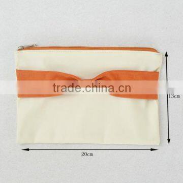 wholesale promotional gold metal zipper gold logo print cosmetic bag canvas cotton customized makeup bag