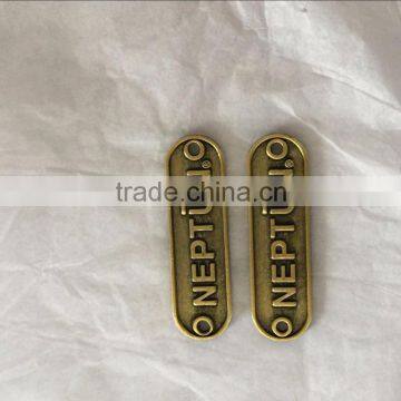 Aluminum antique nameplate, embossed metal logo