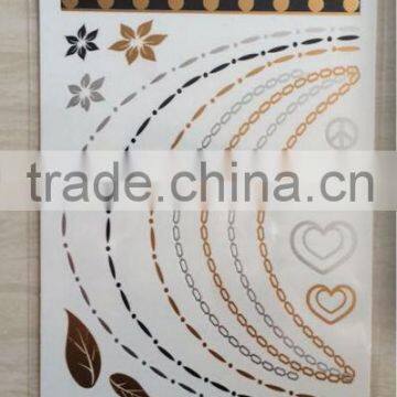 NEW Gold Silver Flash Tattoo With Stock Glitter Metallic Temporary Tattoo, 2014 New and High Quality Tattoo