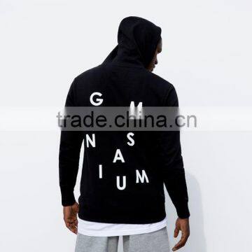 Pullovers 100% Cotton Oversized Black Silk-printing Logo on the Back High Quality Men Korean Hoodie photo-2