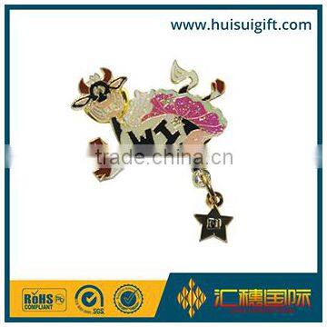 wholesale promotional fashionable glitter badge custom metal lapel pin