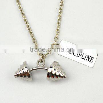 Sports Dumbbell Barbell Weight Charm And DISCIPLINE Charms Sports Necklace photo-6