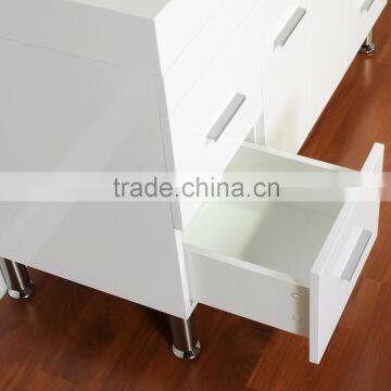 Pure White Wooden Bathroom Vanity With Stainless Steel Legs