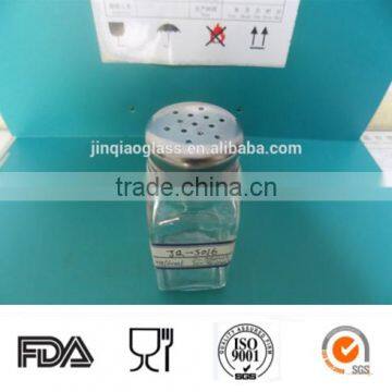 Square-shaped Clear Glass Salt Shaker, Spice Jar photo-3