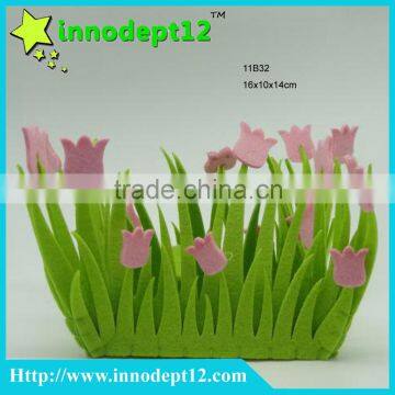 2016 new design home decoration storage items, needle felt flower bag spring decor