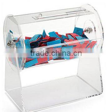 12"w Acrylic Raffle Drum With Locking Door, Countertop - Clear