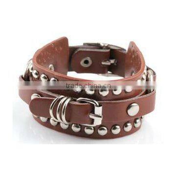 Punk Vintage Faux Leather Bracelet with Stone Rivets