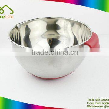 Kitchenware silicone bottom with soft handle stainless steel mixing bowl set